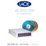 LACIE DVD 8.5gb/4.7gb +r and -r DVD UP TO 22x, CD-r UP TO 48x LIGHTSCRIBE USB DRIVE. code 301483EK