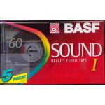 BASF C-60 QUALITY FERRIC AUDIO CASSETTE SOUND I 5 PACK