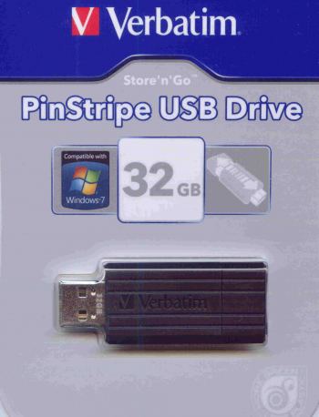 VERBATIM MEMORYSTICK 32GB PINSTRIPE USB DRIVE :49064