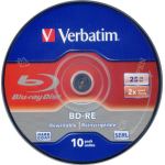VERBATIM BLU RAY SINGLE LAYER, 25GB, 2x, REWRITABLE IN PACK 10 CAKEBOX :43694