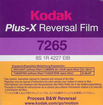   KODAK SUPER8 B & W Plus-X 50ft REVERSAL FILM. Code: KODAK 7265