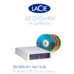 LACIE DVD 8.5gb/4.7gb +r and -r DVD UP TO 22x, CD-r UP TO 48x LIGHTSCRIBE USB and FIREWIRE DRIVE. code 301484EK