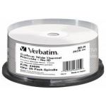 VERBATIM BLU RAY SINGLE LAYER 6x, 25GB, 25 PACK SPINDLE THERMAL PRINTABLE TO HUB. code 43743