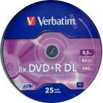 VERBATIM 8.5GB DUAL LAYER +r, 8x SILVER 25 PACK. code VERBATIM 43757