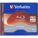 VERBATIM BLU RAY REWRITABLE DUAL LAYER, 50GB, 2x, HARD COAT. JEWELLED CASE. code 43759