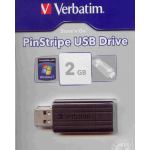 VERBATIM 2GB BLACK PINSTRIPE USB MEMORY STICK 49060