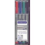 STAEDTLER NON PERMANENT PACK 4 COLOURS LUMOCOLOR