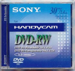SONY 1.4 GB (30 MIN) DMW30  RE-RECORDABLE single sided DVD disc for handycams COMPUTER, CD & DVD SUPPLIES