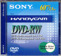 SONY 2.8GB 60 MIN DMW60 RE-RECORDABLE double sided DVD disc