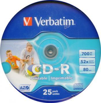 VERBATIM CDR 80 MIN 52X IN 25 CAKEBOX - COMPUTER, CD & DVD SUPPLIES