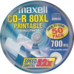 MAXELL CDR 80 MIN MULTIPURPOSE PRINTABLE INKJET WHITE LABEL 52X SPEED PACK OF 50 - COMPUTER, CD & DVD SUPPLIES
