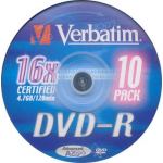 VERBATIM DVD-R 4.7GB 16X SILVER 10 IN CAKEBOX - COMPUTER, CD & DVD SUPPLIES