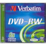 VERBATIM DVD-RW 4.7GB 4-6X REWRITABLE SILVER NONPRINT SURFACE 43525