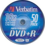 VERBATIM DVD+R 4.7GB FULL SURFACE INKJET PRINTABLE WHITE 16X IN 50 CAKEBOX - COMPUTER, CD & DVD SUPPLIES