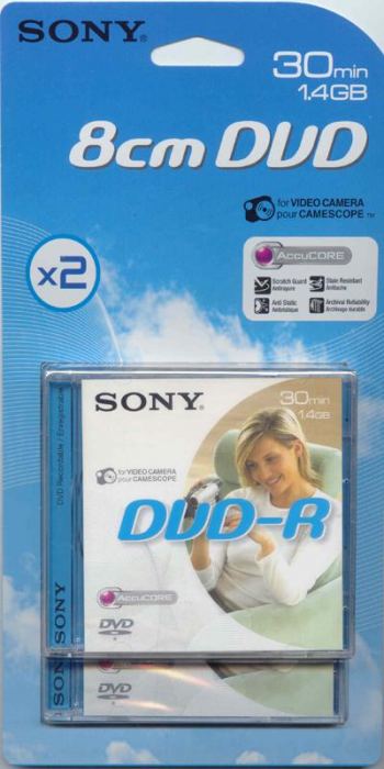 SONY TWIN PACK of 1.4GB 30 MIN DMR30 recordable, write once, single sided DVD disc for handycams COMPUTER, CD & DVD SUPPLIES