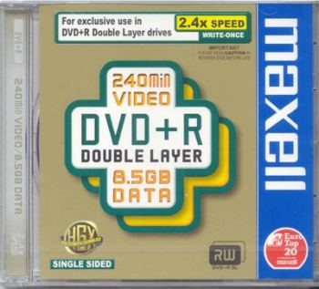 MAXELL 8.5GB 2.4X DUAL LAYER IN JEWELLED CASE - COMPUTER, CD & DVD SUPPLIES