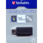 VERBATIM 16GB BLACK PINSTRIPE USB MEMORY STICK 49063