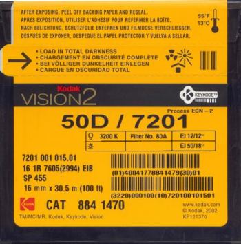  KODAK 16MM VISION2 50D 100' ROLL PROFESSIONAL MOTION PICTURE .