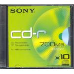 SONY CDR 80 MIN/700MB PACK OF 10 IN SLIM JEWELLED CASE 48x