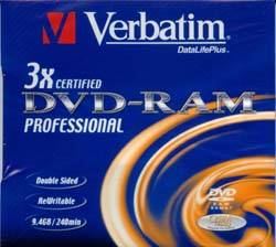 VERBATIM 9.4GB DOUBLE SIDED RAM DISC IN REMOVABLE CARTRIDGE