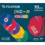 FUJI DVD-R 8x 4.7GB COLOURED IN SLIM CASE 10 PACK - COMPUTER, CD & DVD SUPPLIES