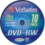 VERBATIM DVD-R 4.7GB  REWRITABLE SILVER 6x IN 10 PACK CAKE BOX 43585
