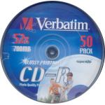 VERBATIM CDR 80 MIN 52X GLOSSY INKJET PRINTABLE IN 50 CAKEBOX - COMPUTER, CD & DVD SUPPLIES