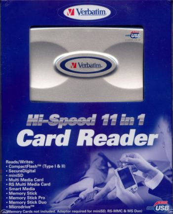 VERBATIM 11 IN 1 MEMORY CARD READER COMPUTER PHOTOGRAPHIC CD/DVD SUPPLIES