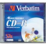 VERBATIM CDR 80 MIN GLOSSY INKJET PHOTO PRINTABLE 52X 43446