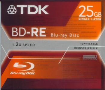 TDK BLU RAY SINGLE LAYER, 25GB, 1-2x, REWRITABLE, 135 MIN HD VIDEO, 9MB PER SECOND COMPUTER CD/DVD SUPPLIES