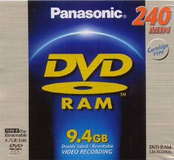 DVD 9.4GB TYPE 4 RAM DISC - DOUBLE SIDED. code: LM-AD240E