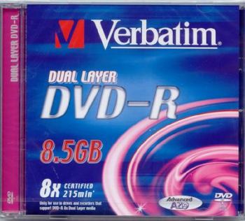 VERBATIM 8.5GB -R 8x DUAL LAYER SILVER IN JEWEL CASE