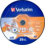 VERBATIM DVD -r 4.7GB, 16x INKJET PRINTABLE 25 PK. code 43538