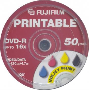 FUJI DVD-R 4.7GB 16x FULL INKJET PRINTABLE 50 PACK - COMPUTER, CD & DVD SUPPLIES
