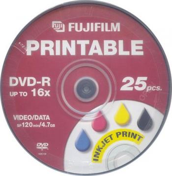 FUJI DVD-R 4.7GB 16x FULL INKJET PRINTABLE 25 PACK - COMPUTER, CD & DVD SUPPLIES
