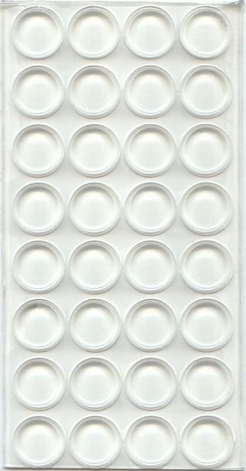 CLEAR GEL HUB, ADHESIVE ON ONE SIDE FOR HOLDING DVD or CD TO FLAT SURFACE. SUPPLIED AS SHEET OF 32. CD AND DVD PRODUCTS.