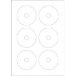 SHEET OF 6 PHOTO MATT WHITE LABELS FOR 8CM (1.4/2.8gb)  DISCS. EACH APPRoX 7.7cm with 1.5cm CENTRE HOLE. CD and DVD ACCESSORIES.