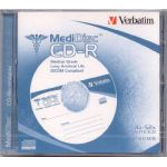 VERBATIM CDR80 700MB 4x - 52x MEDICAL GRADE,DICOM COMPLIANT,LONG ARCHIVAL LIFE IN JEWELLED CASE. DISC CAN BE WRITTEN ON.