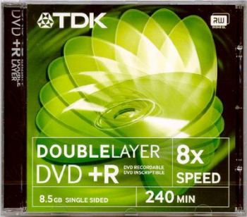 TDK 8.5GB +R 8x DOUBLE LAYER SINGLE SIDED DVD COMPUTER DATA SECURITY MEDICAL CD/DVD SUPPLIES