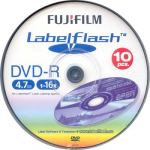 FUJI DVD-R 4.7GB 16x LABEL FLASH COMPATIBLE PRINT 10 PACK CAKE BOX P10DVMGJ11A