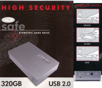 LACIE 320GB SAFE USB2 FINGERPRINT ACCESS CONTROL (UP TO 5 USERS) HARD DRIVE code: 301085EK