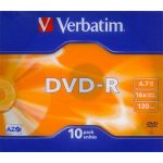 VERBATIM DVD-R 4.7GB 16x MATT SILVER NON-PRINTABLE 10 PACK IN SLIM JEWEL CASE - COMPUTER, CD & DVD SUPPLIES
