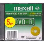 MAXELL DVD -R 4.7GB  1-16x, WRITE ONCE 5 PACK IN SLIM JEWEL CASES - COMPUTER, CD & DVD SUPPLIES