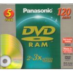 PANASONIC PACK OF 5 IN SLIMCASE DVD 4.7GB RAM 2-3x LM_AF120LE5 VERSION 2.1