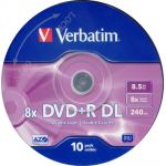 VERBATIM 8.5GB DUAL LAYER NON-PRINTABLE 8x, +r, 10 PACK. code: VERBATIM 43666