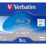 VERBATIM BLU RAY SINGLE LAYER, 7.5GB, 2x, 8cm, FOR USE IN CAMCORDERS, HARD COAT, SERL. code: 43661 -5pk, 43660 single