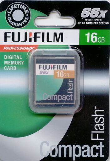 FUJI 16GB COMPACT FLASH MEMORY CARD UP TO 66x 10MB PER SEC. code: P10NM00400A