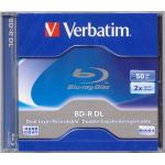 VERBATIM BLU RAY DUAL LAYER, 50GB, 2x, HARD COAT. SINGLE JEWELLED PACK. code 43673