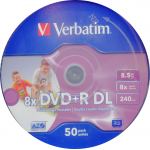 VERBATIM 8.5GB DUAL LAYER +r, 8x PRINTABLE 50 PACK. code VERBATIM 43703