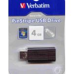 VERBATIM MEMORYSTICK 4GB PINSTRIPE STORENGO BLACK USB DRIVE :49061